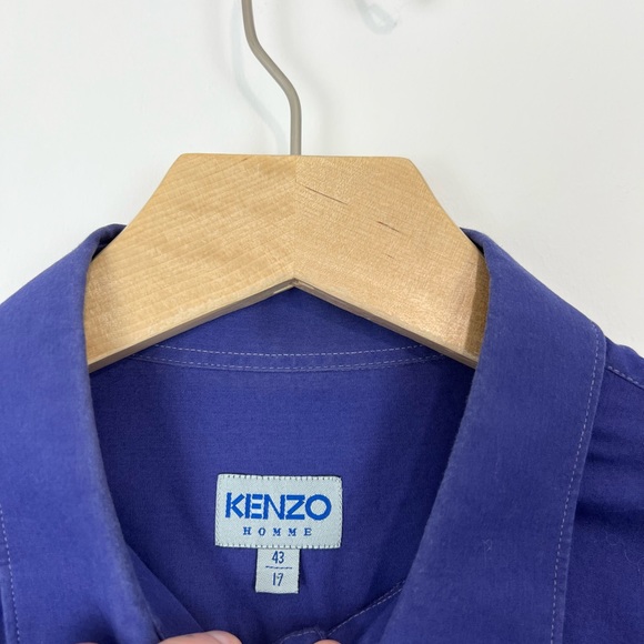 Kenzo Homme Vintage Y2K Purple Cotton Embroidered Logo Classic Shirt UK L - Picture 13 of 14